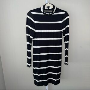 Alice + Olivia Black & White Stripe Long Sleeve Bodycon Dress – Size 8